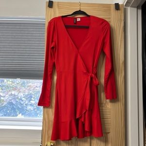 Red wrap mini dress